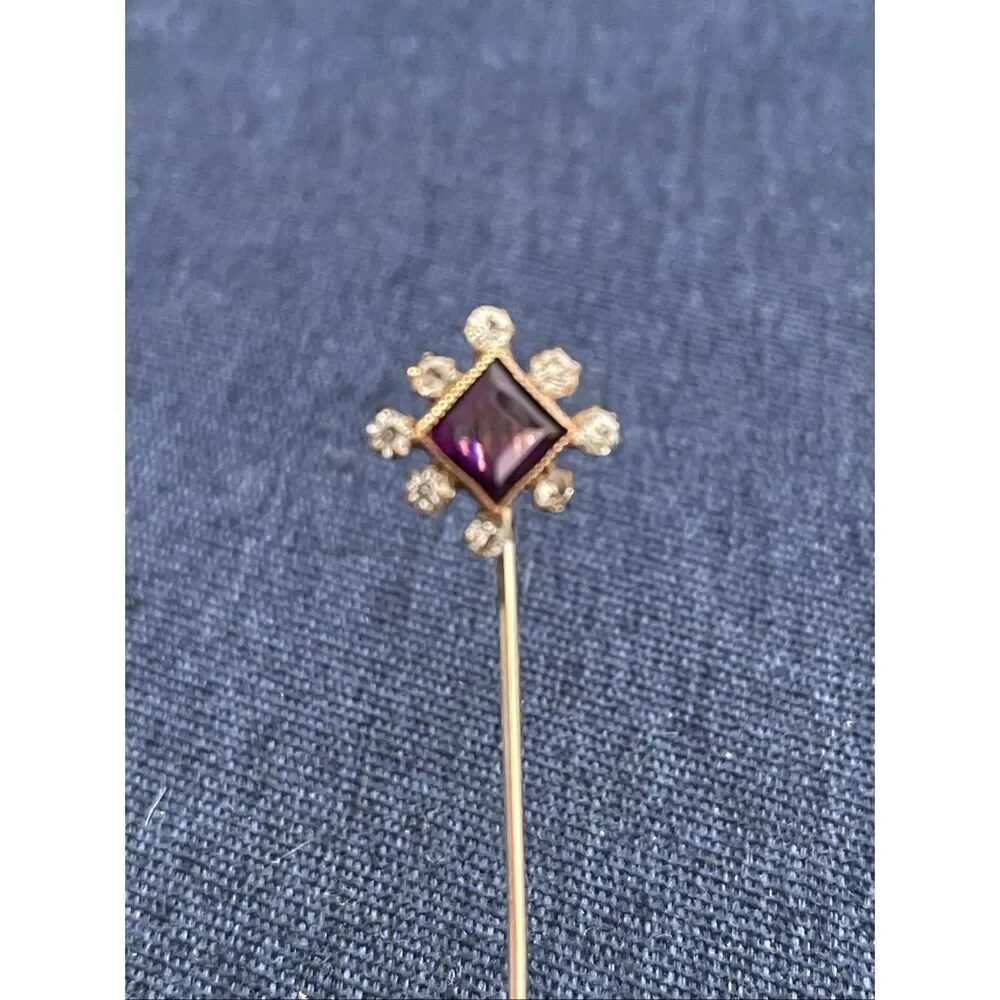 Vintage Victorian Amethyst and Faux Diamond Hat Pin